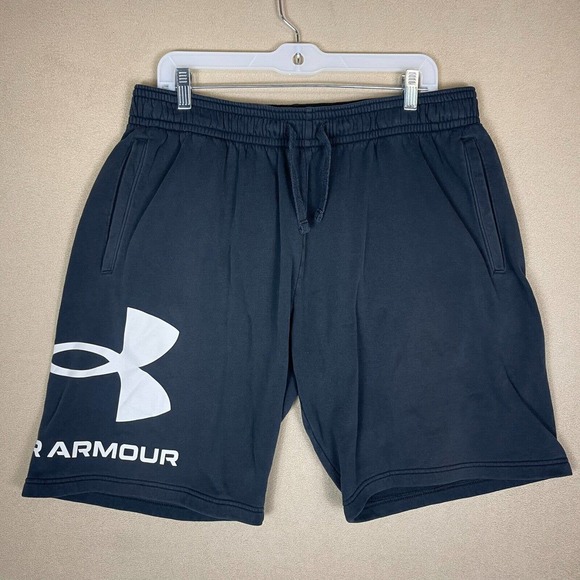 Under Armour Shorts‎ Adult Extra Large Black Sweat Workout Pocket Loose Mens - Picture 1 of 10